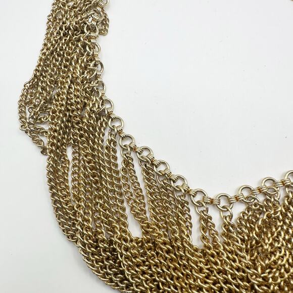 Chunky Multi Chain Gold tone Costume Jewelry retro Egyptian Choker Necklace - Picture 2 of 6